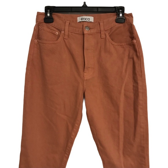 NWT Ètica Alex crop coffee button fly jeans 27 - Picture 5 of 8